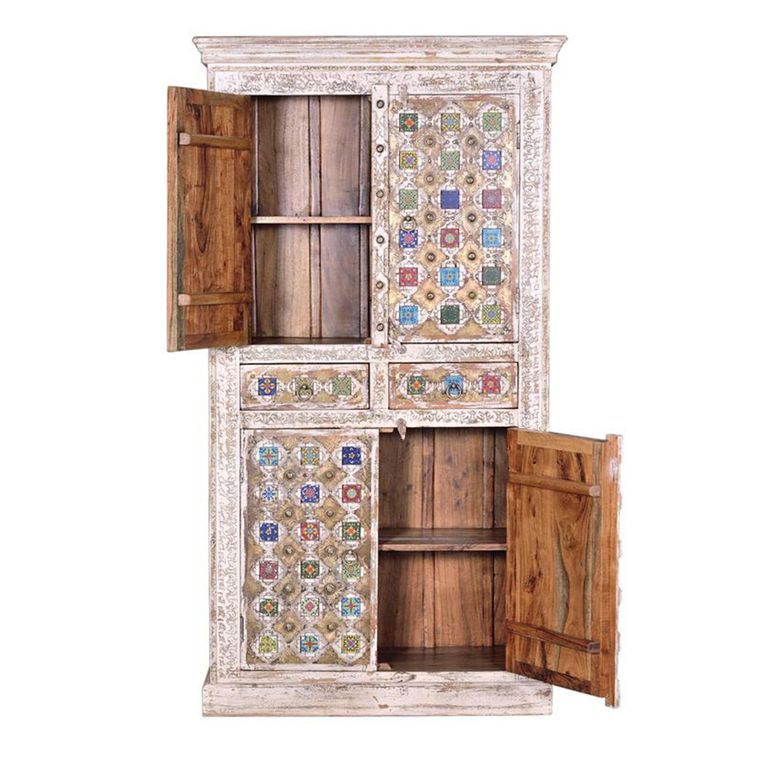 Awendaw Hall Cabinet - 4 Door - Mango Wood - White Washed
