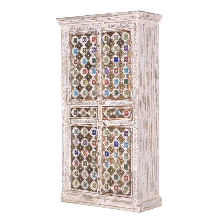 Awendaw Hall Cabinet - 4 Door - Mango Wood - White Washed