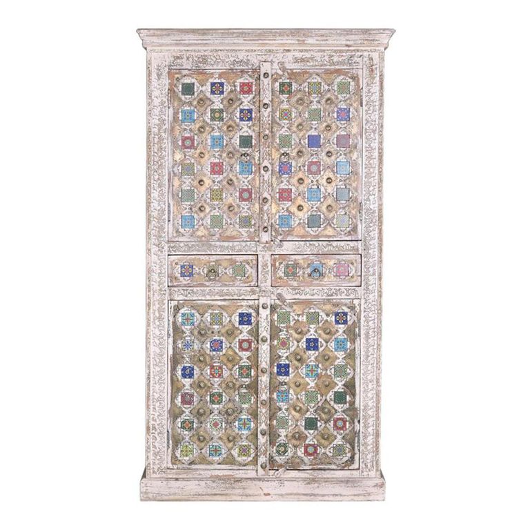 Awendaw Hall Cabinet - 4 Door - Mango Wood - White Washed