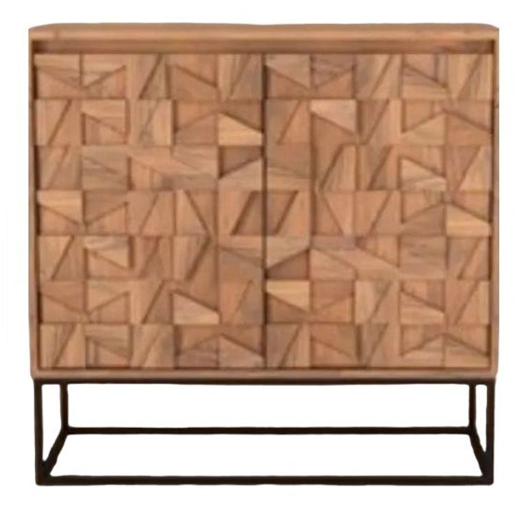 Axis Acacia Wood Cabinet - 2 Door - Geometric