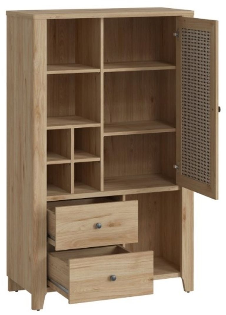 Cestino Oak and Rattan Effect Cabinet