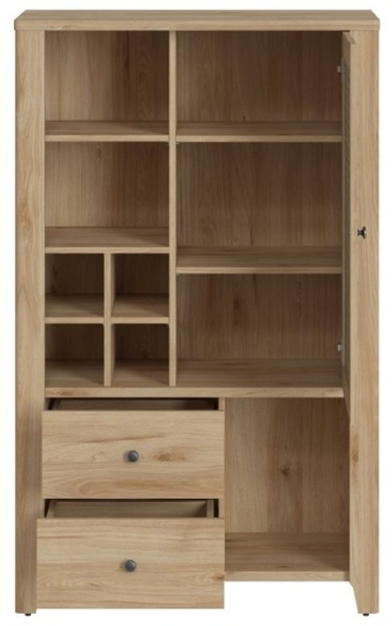 Cestino Oak and Rattan Effect Cabinet