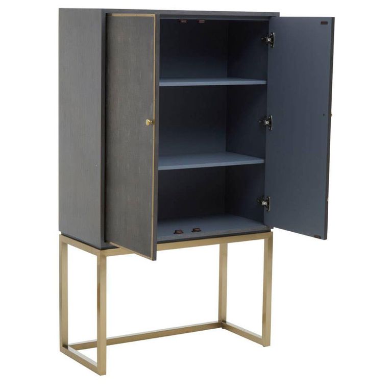Deskey Hall Cabinet - 2 Door - Grey and Faux Shagreen