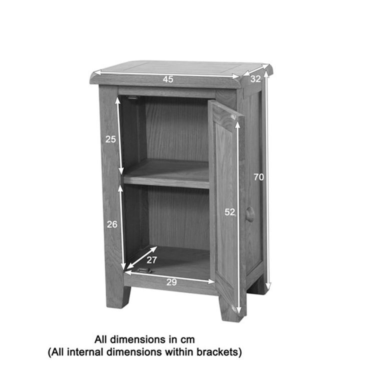 Dorset Hall Cabinet - 1 Door - Compact - Oak