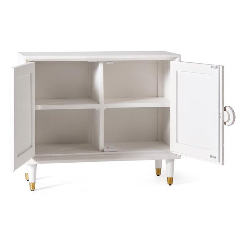 Dover Hall Cabinet - White Carved Mango Wood - 2 Door