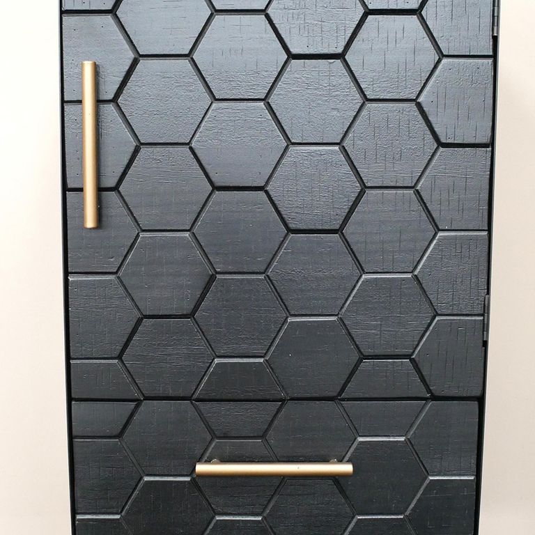 Hall Cabinet - Black - 1 Door - 1 Drawer - Metal & Wood