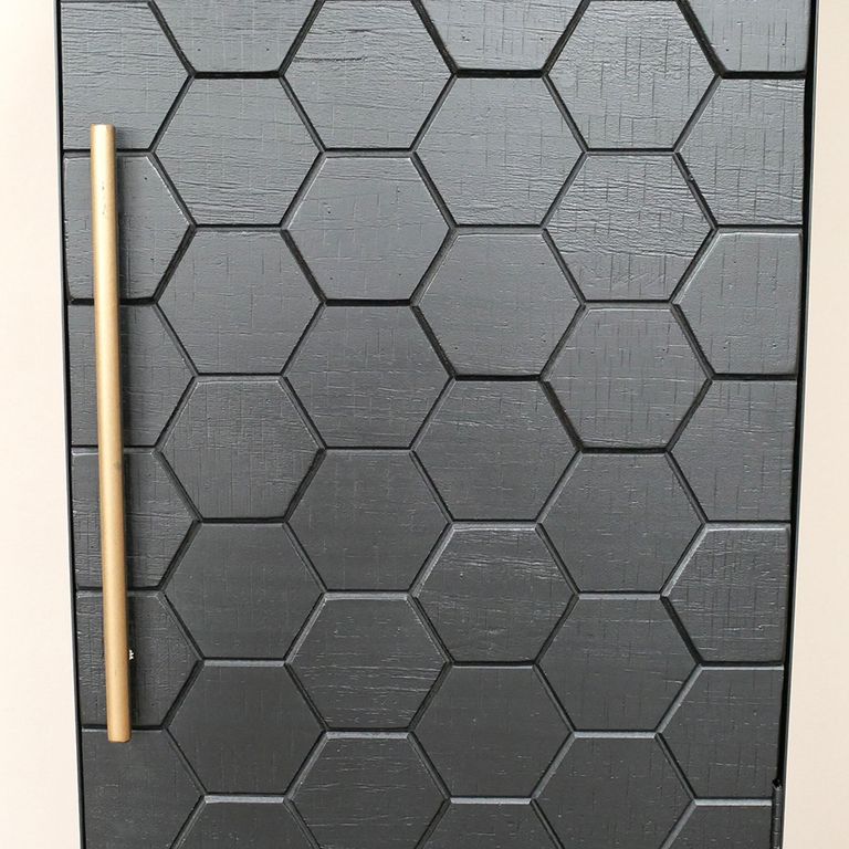 Hall Cabinet - Black - 1 Door - Tall - Metal & Wood