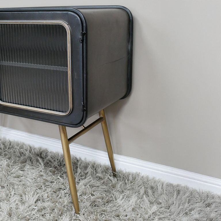 Cabinet - Black Metal - 2 Door - Retro - Large - with Gold Legs