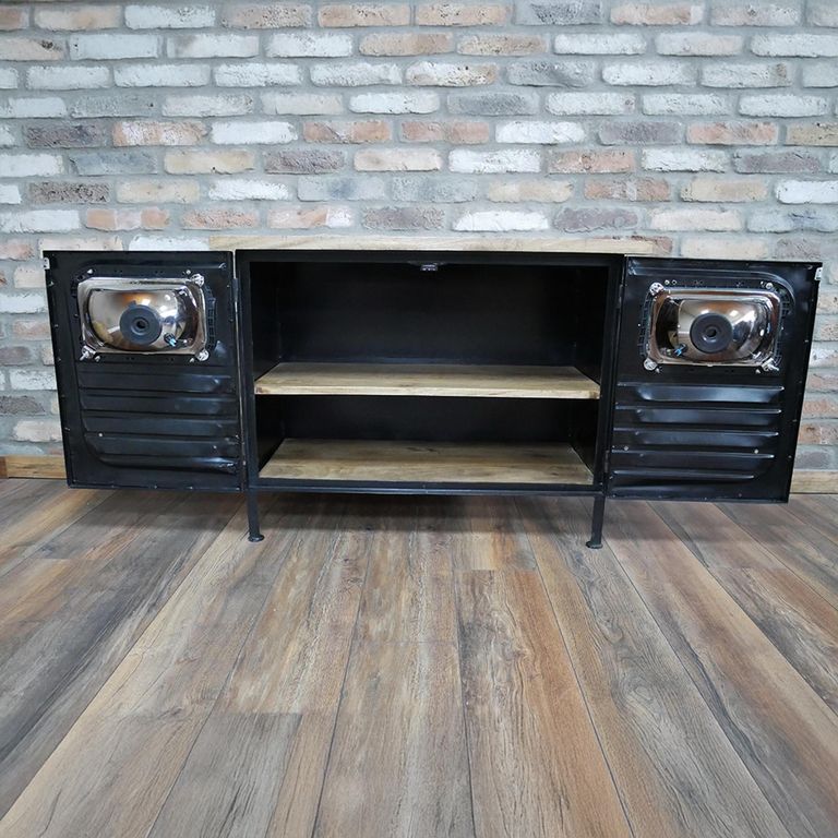 Truck Cabinet - 2 Door - Black - Metal and Wood