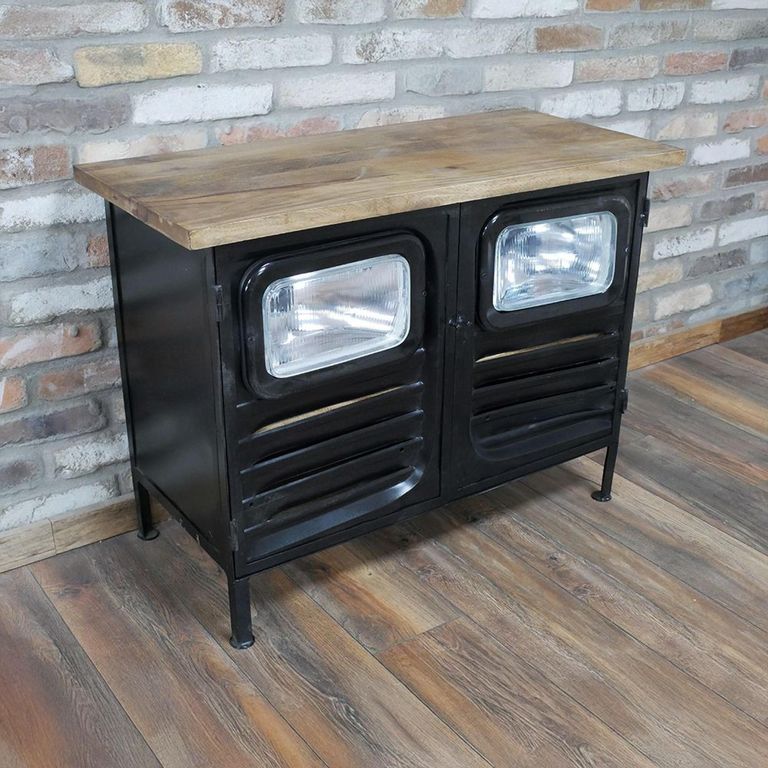 Truck Cabinet - 2 Door - Black - Metal and Wood