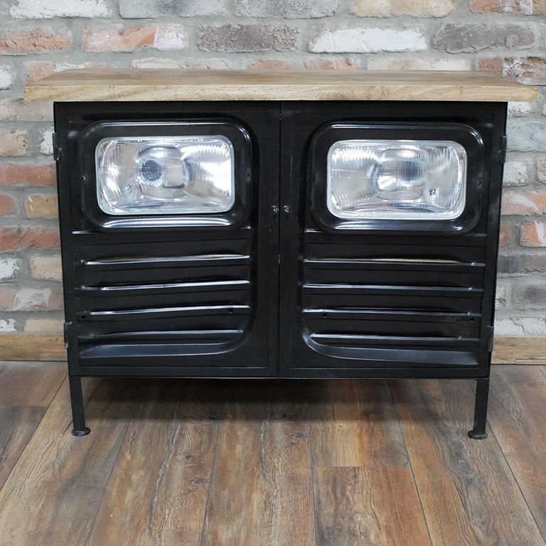 Truck Cabinet - 2 Door - Black - Metal and Wood