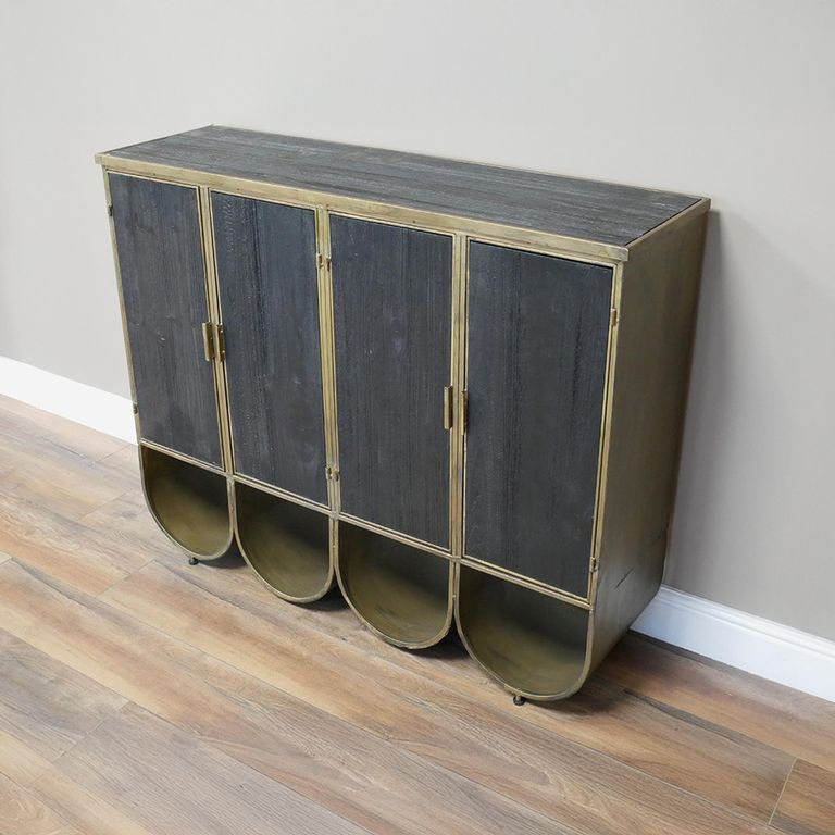 Storage Cabinet - Black Wood and Metal - 4 Door