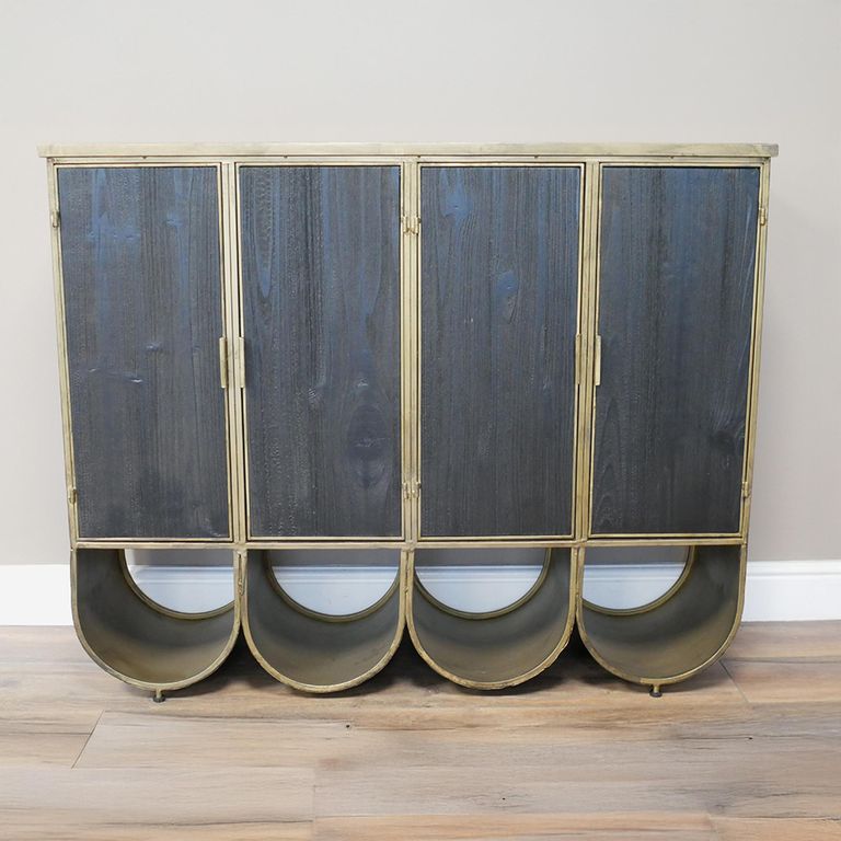 Storage Cabinet - Black Wood and Metal - 4 Door