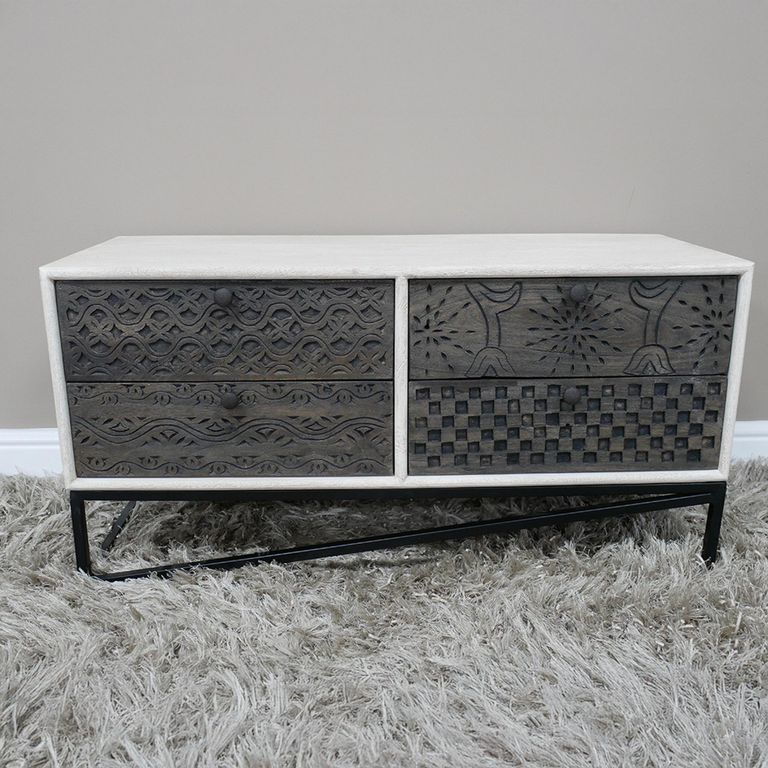 Storage Cabinet - Black and White Mango Wood