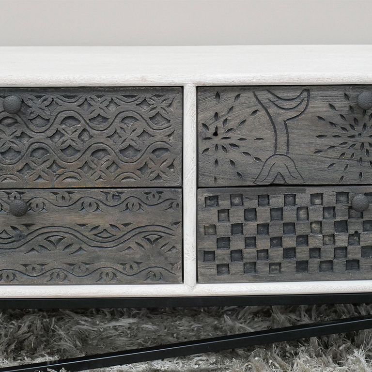 Storage Cabinet - Black and White Mango Wood