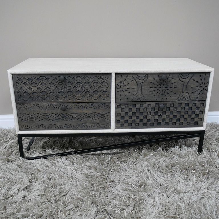 Storage Cabinet - Black and White Mango Wood