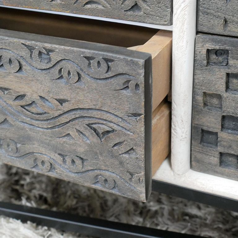 Storage Cabinet - Black and White Mango Wood