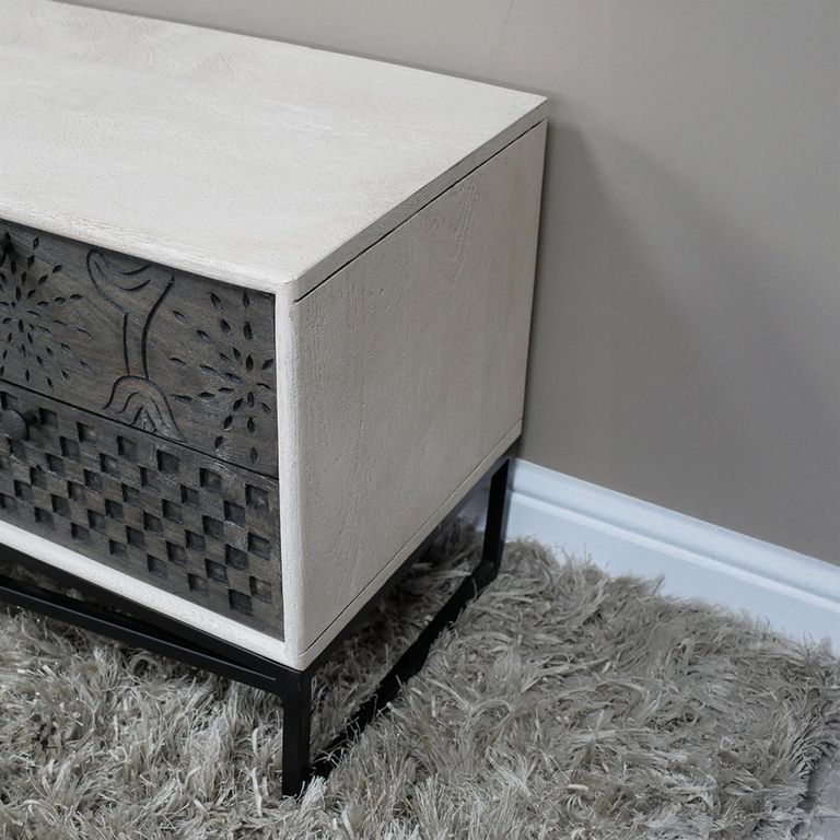 Storage Cabinet - Black and White Mango Wood