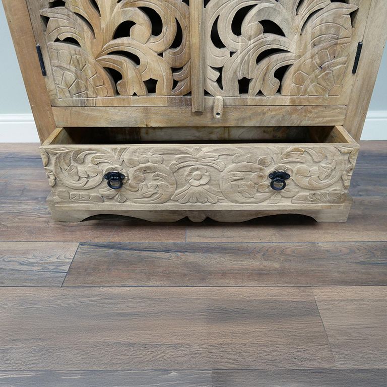 Hall Cabinet - 2 Door - Tall - Carved Mango Wood