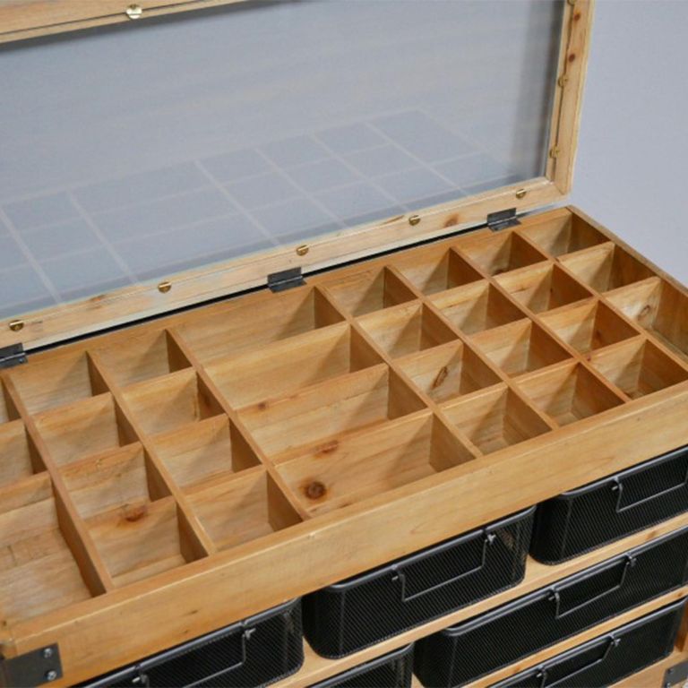 Cabinet - Fir Wood and Metal - Multi Drawer - Retro