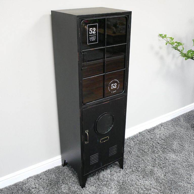 Display Cabinet - 2 Door - Black - Industrial - Metal