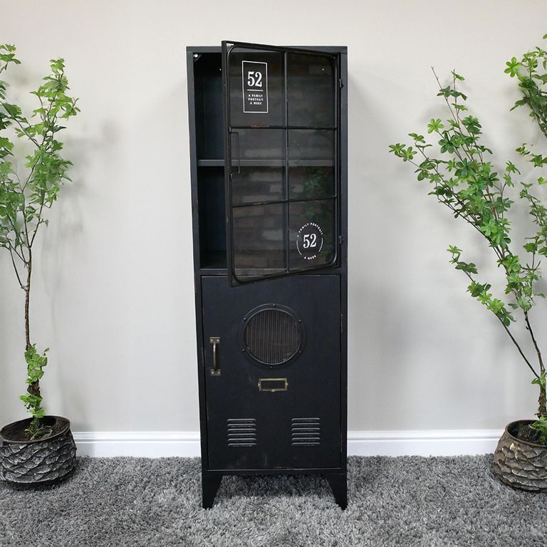 Display Cabinet - 2 Door - Black - Industrial - Metal