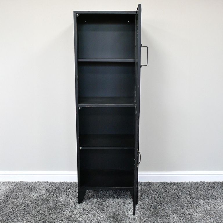 Display Cabinet - 2 Door - Black - Industrial - Metal