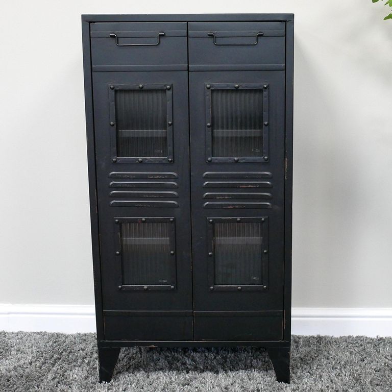 Cabinet - 2 Door - Black - Industrial - Metal