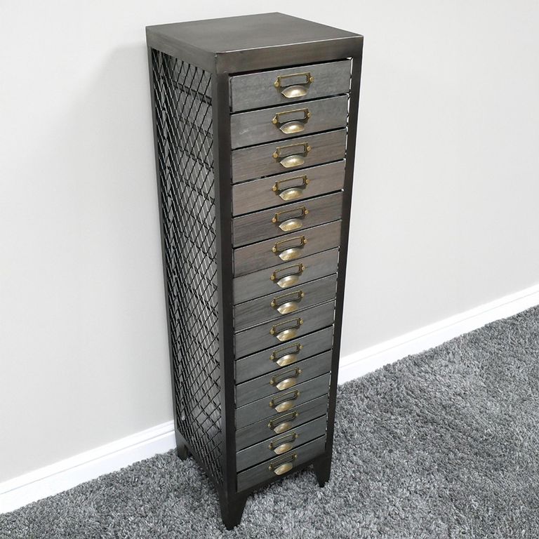 Storage Cabinet - Black and Grey - Multi Drawer - Metal