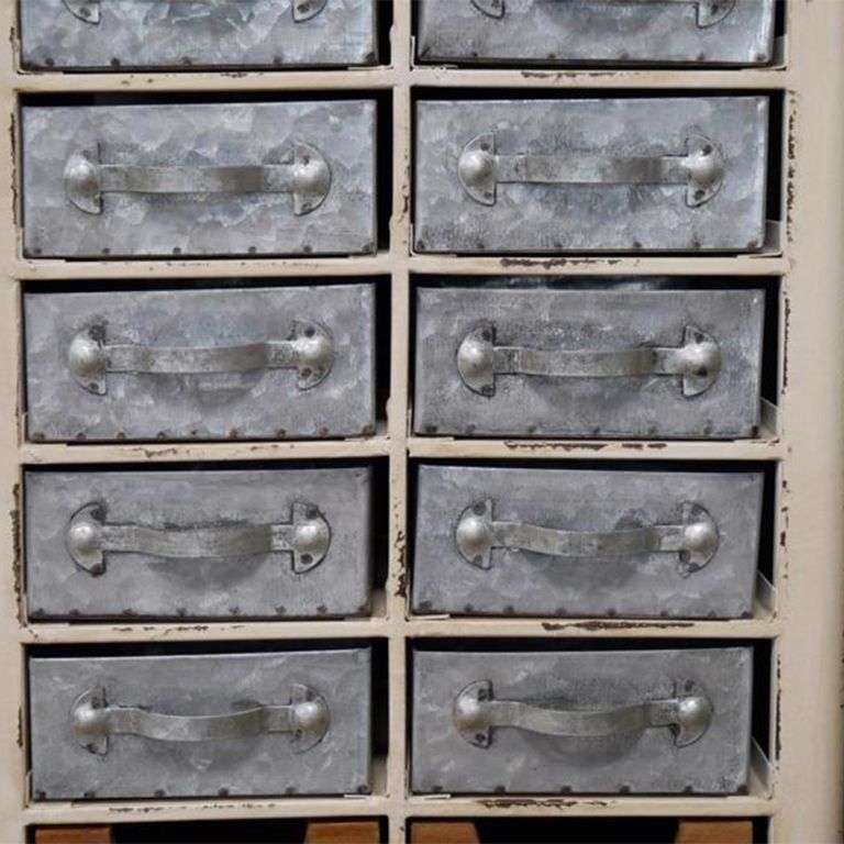 Storage Unit - Cream and Grey Metal - Metal