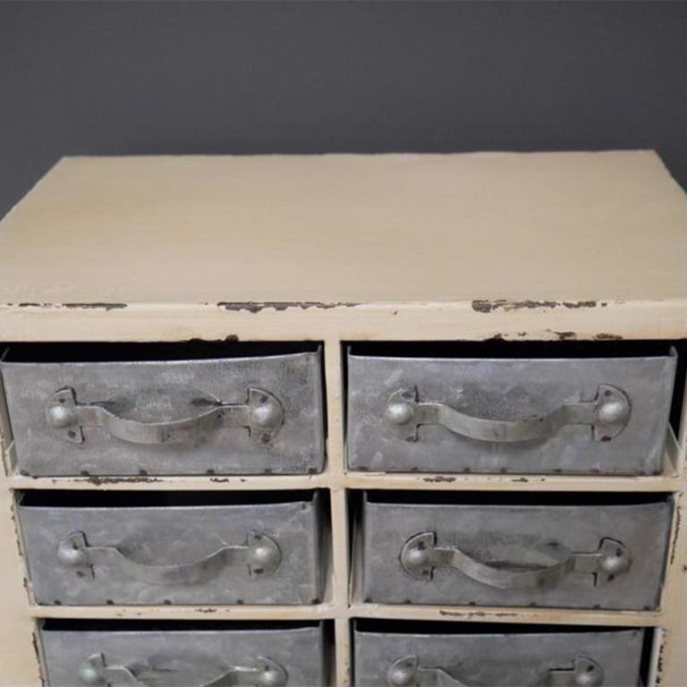 Storage Unit - Cream and Grey Metal - Metal