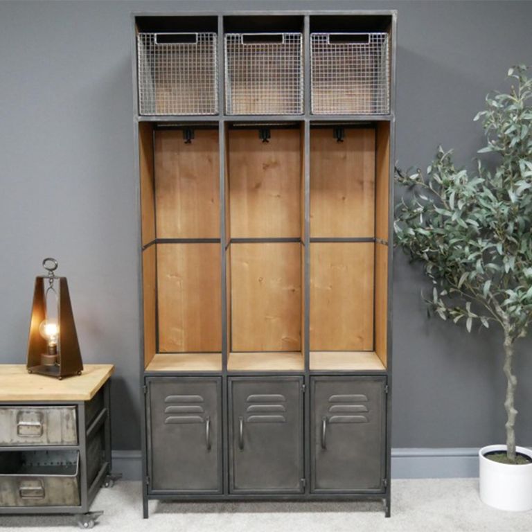 Hall Stand - Fir Wood and Metal