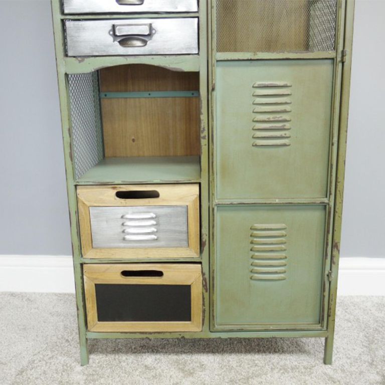 Tall Cabinet - Green Metal - Industrial