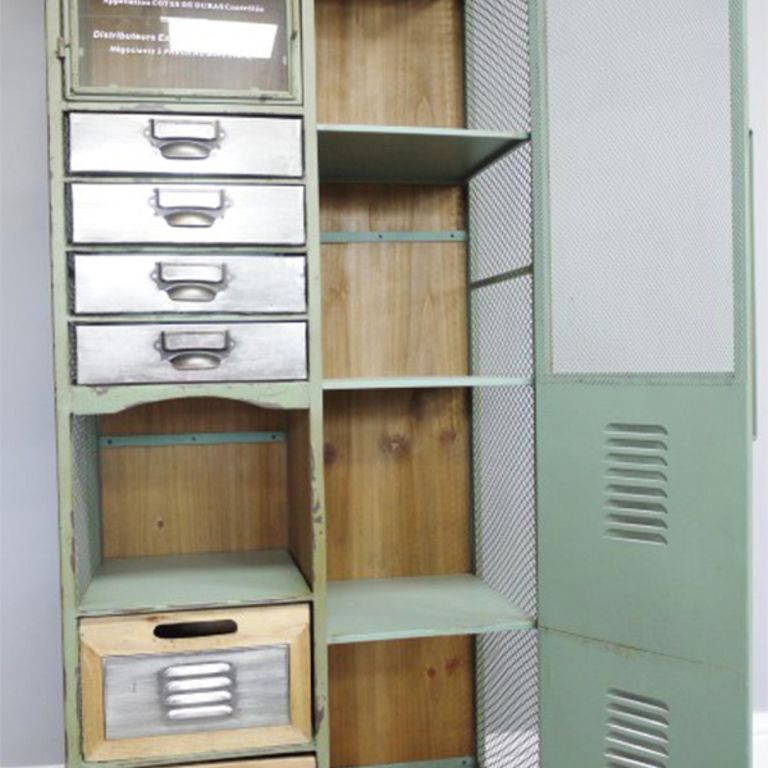 Tall Cabinet - Green Metal - Industrial
