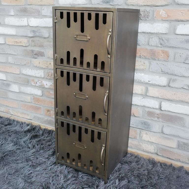 Hall Cabinet - 3 Door - Metal - Industrial