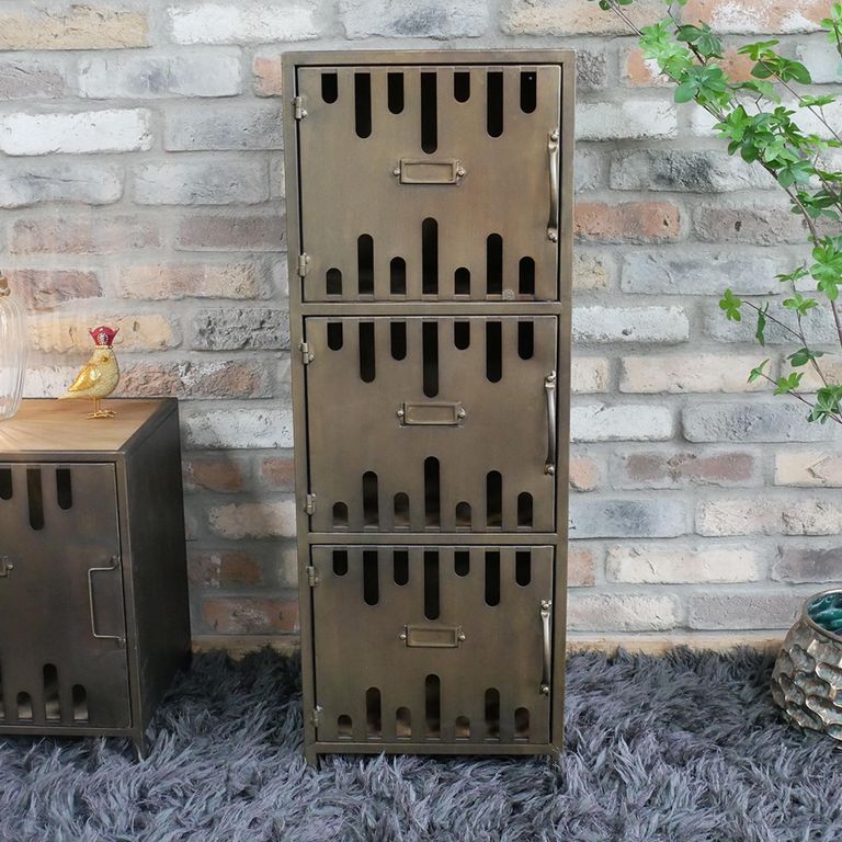 Hall Cabinet - 3 Door - Metal - Industrial