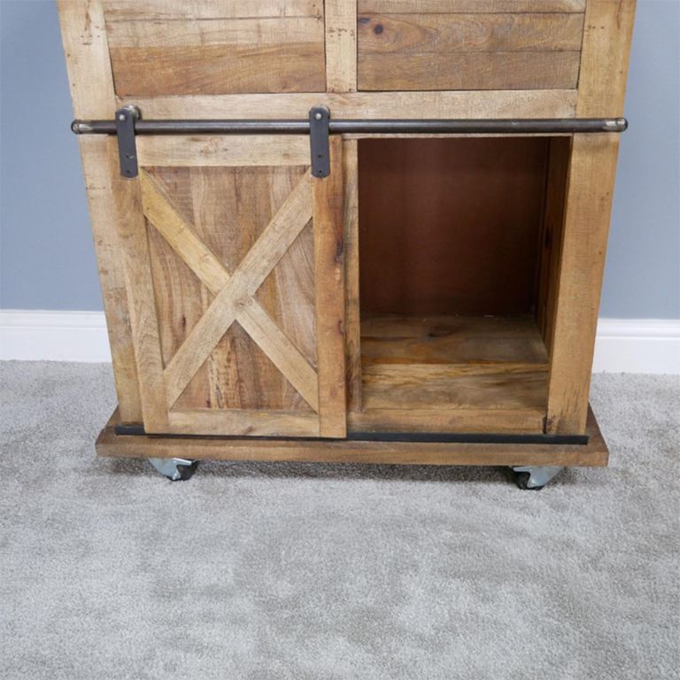 Sliding Door Cabinet - Industrial - Rustic Mango Wood