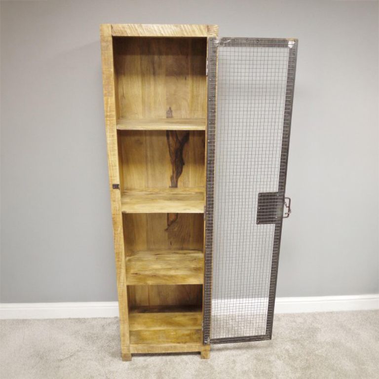 Tall Cabinet - Rustic Mango Wood and Metal - 1 Door
