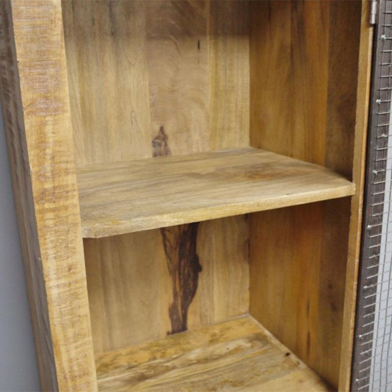 Tall Cabinet - Rustic Mango Wood and Metal - 1 Door