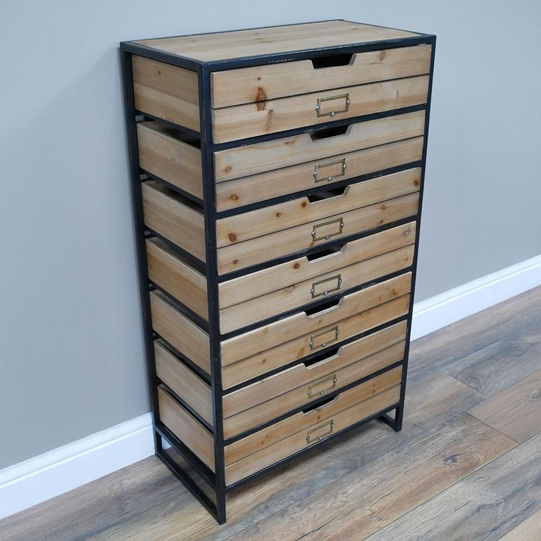 Storage Unit - Wood and Metal - Multi Drawer