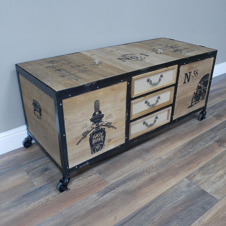 Trunk Storage Cabinet - Wood and Metal - Industrial