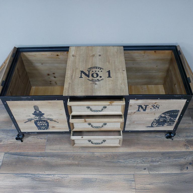 Trunk Storage Cabinet - Wood and Metal - Industrial