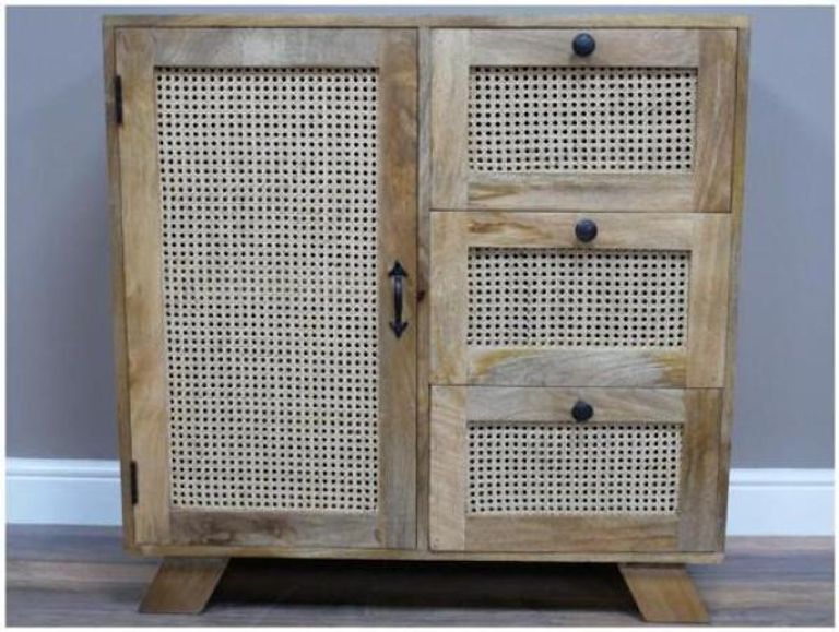 Storage Cabinet - Mango Wood and Rattan - Small