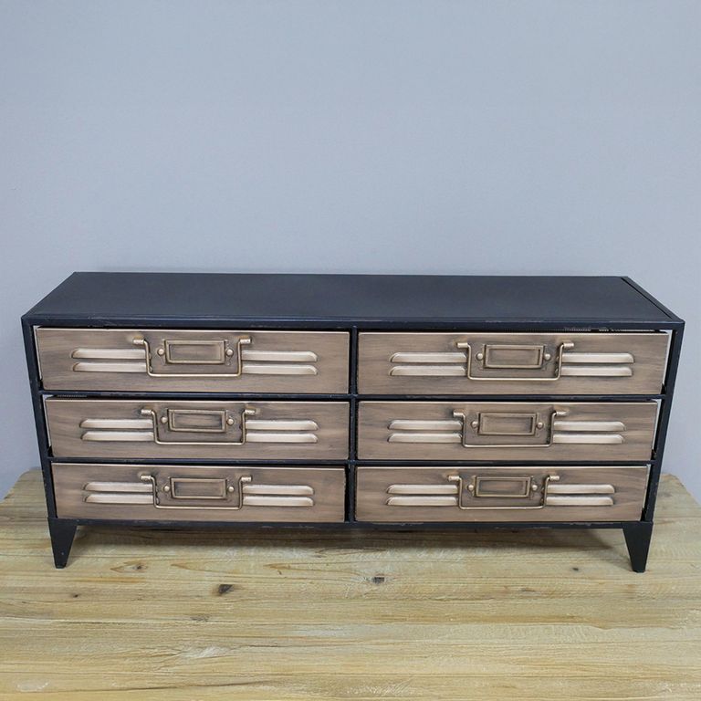 Storage Unit - Miniature - Industrial Black Metal - 6 Drawer