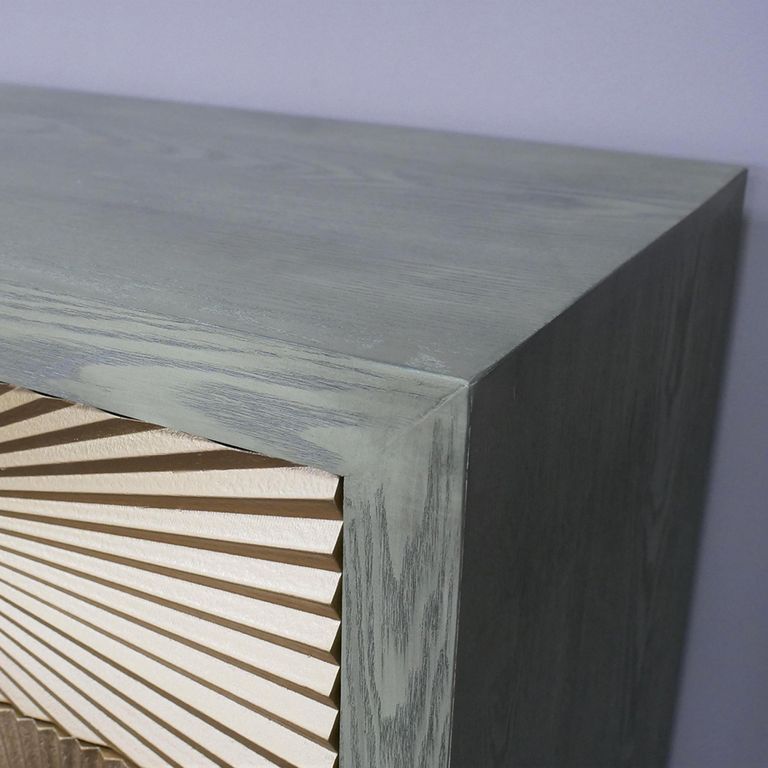 Display Cabinet - 2 Door - 1 Drawer - Retro Gold Starburst