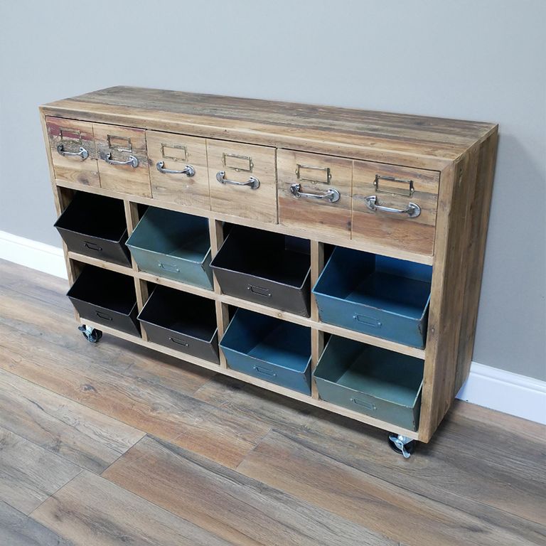 Console Table - Rustic Recycled Fir Wood - Storage