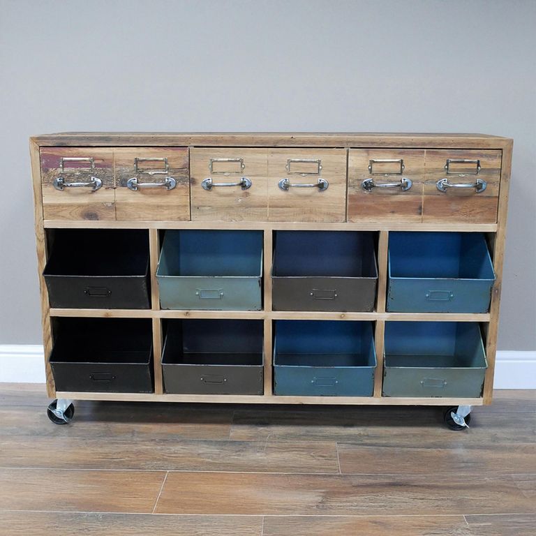 Console Table - Rustic Recycled Fir Wood - Storage