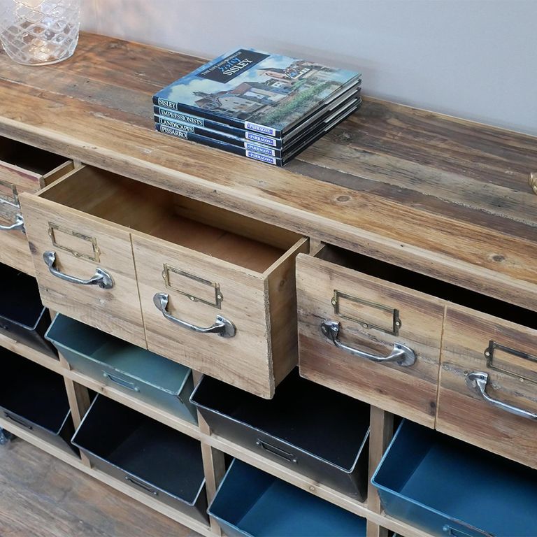 Console Table - Rustic Recycled Fir Wood - Storage