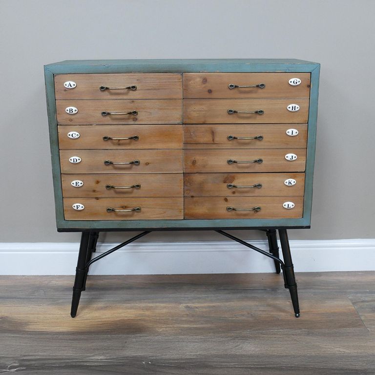 Storage Cabinet - Wood and Metal - Multi Drawer