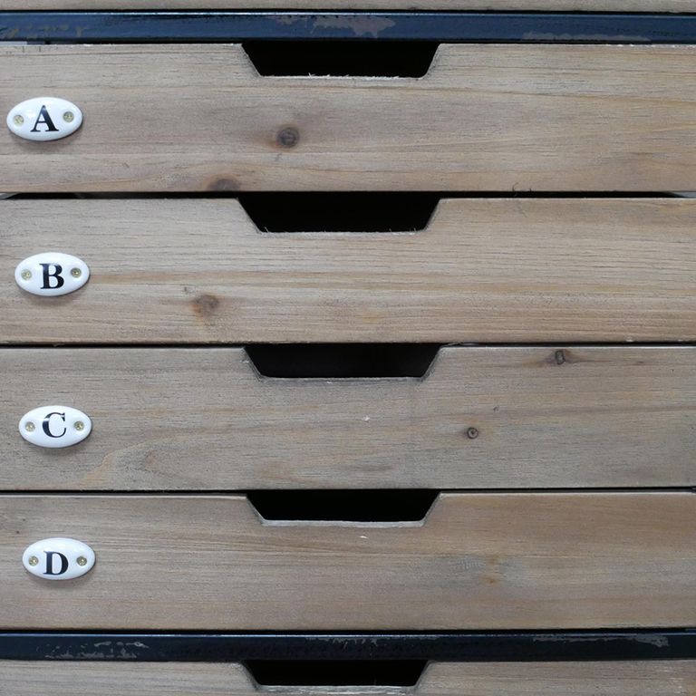 Storage Cabinet - Wood and Metal - Narrow - Multi Drawer